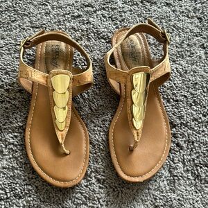 Sofft cork and gold sandals
